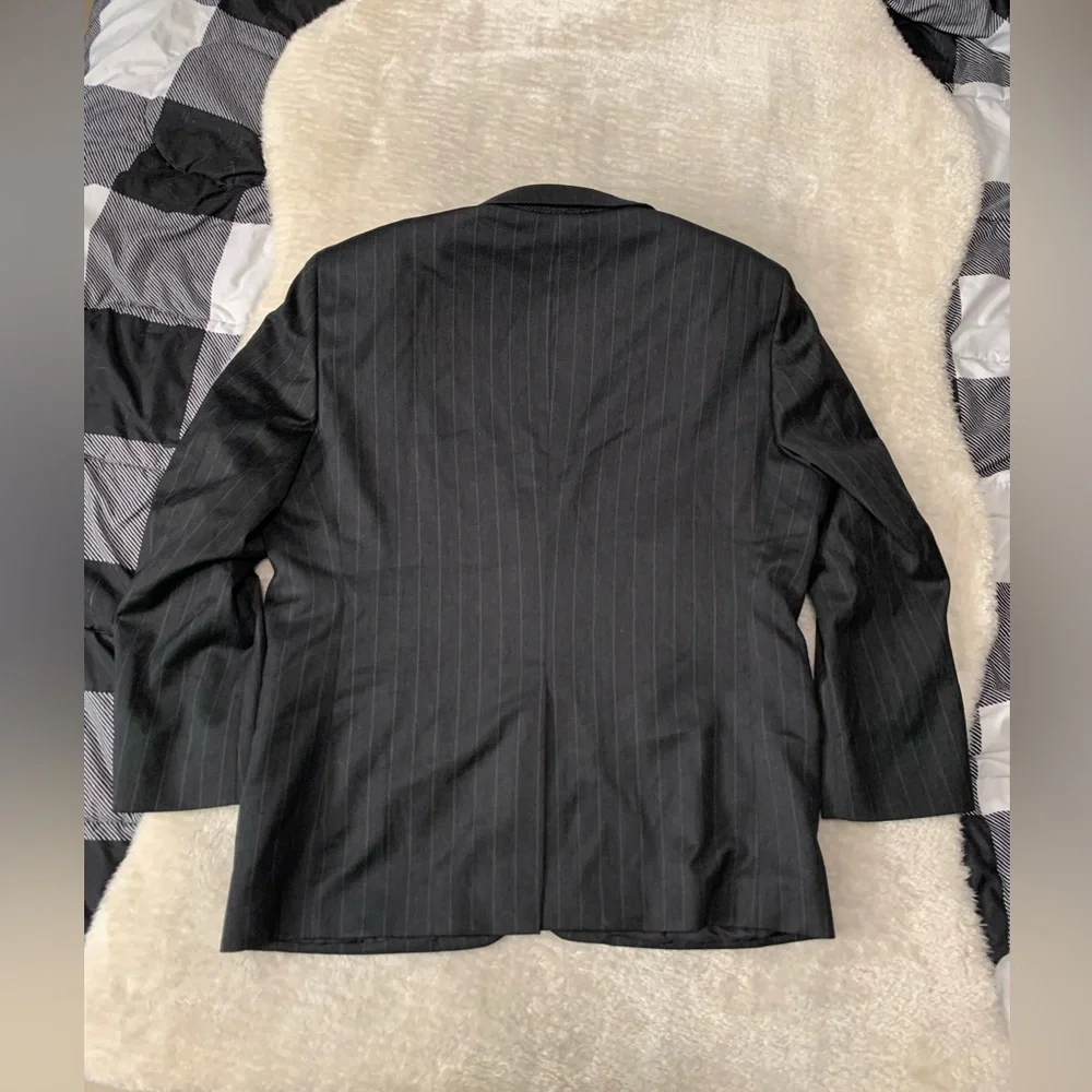 Jos A Bank Signature Collection Mens Sport Blazer Gray Striped‎ Wool Jacket 44S